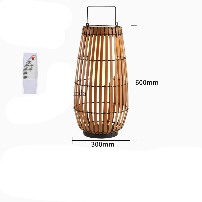 Luce Solare Portatile in Rattan per Atmosfere Eleganti