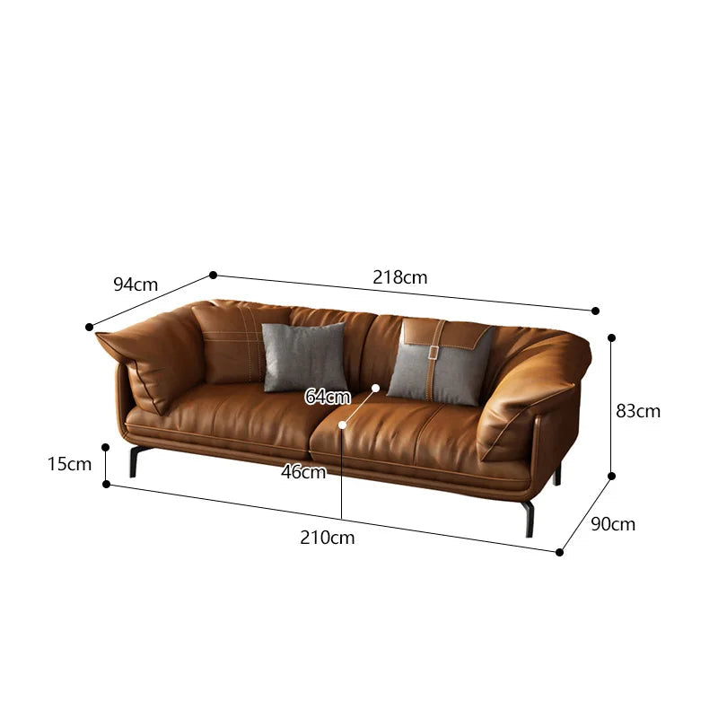 Eleganza e Comfort – Divano in Pelle Minimalista per un Living Moderno