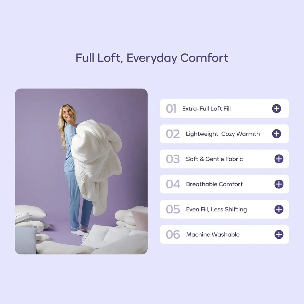 Marshmellow Comforter, Oeko-TEX Fabric (Gray, King/Cali King)