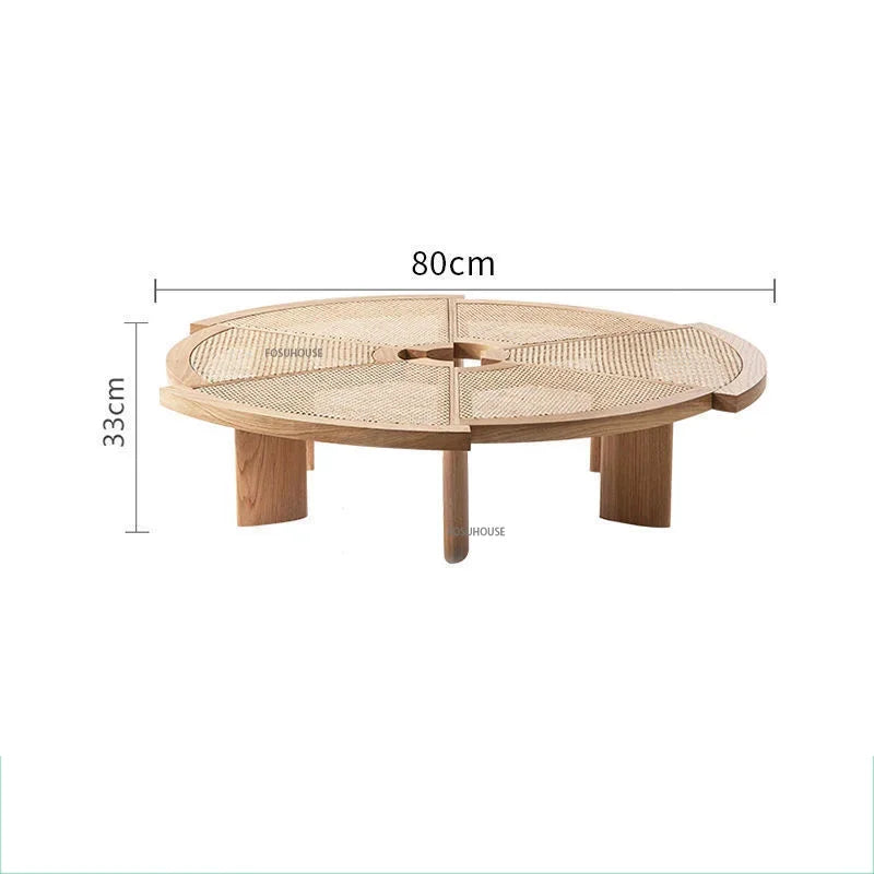 Tavolino da Salotto in Rattan e Legno Massello - Eleganza e Raffinatezza per Ogni Ambiente