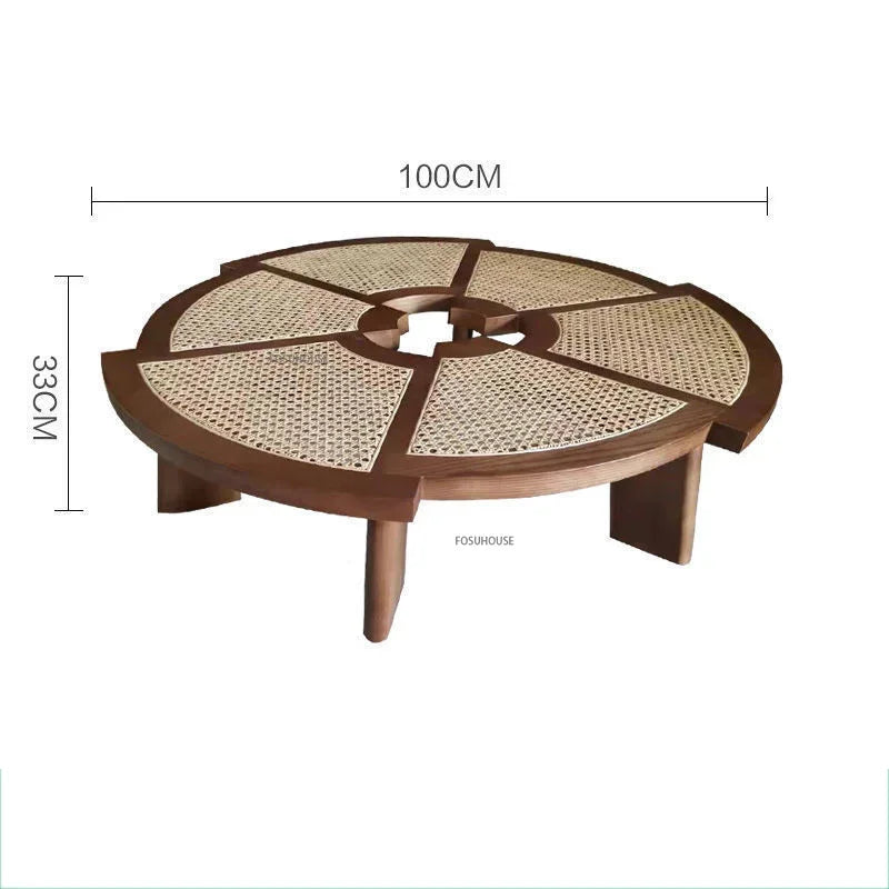 Tavolino da Salotto in Rattan e Legno Massello - Eleganza e Raffinatezza per Ogni Ambiente