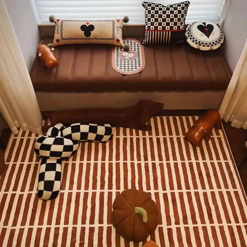 Tappeto Decorativo a Strisce Nordic - Morbidezza Imitazione Cashmere per Soggiorno e Camera da Letto