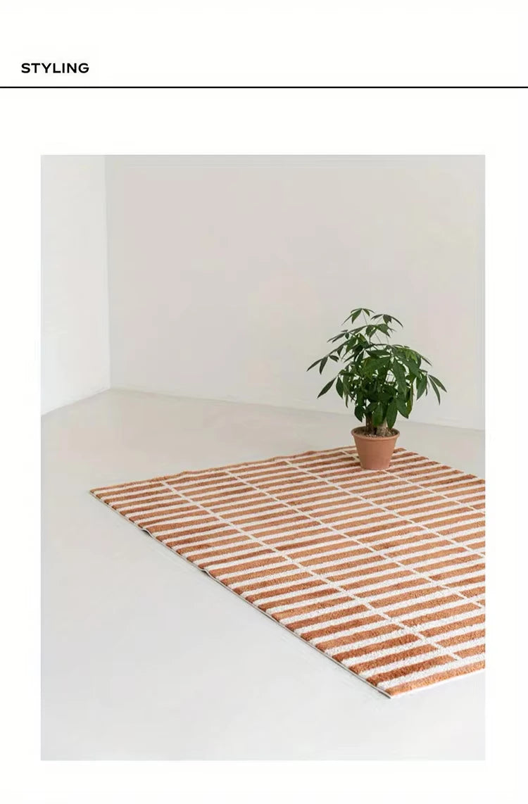 Tappeto Decorativo a Strisce Nordic - Morbidezza Imitazione Cashmere per Soggiorno e Camera da Letto