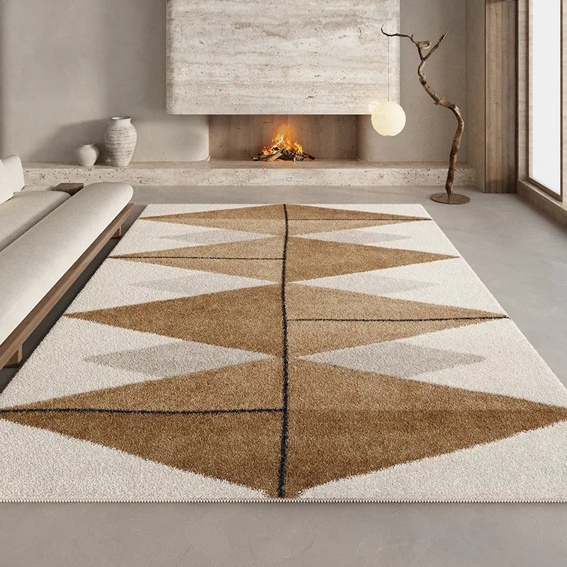 Tappeto Geometrico Crema e Marrone - Eleganza e Comfort per Ogni Stanza
