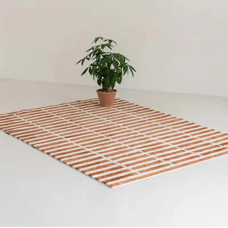 Tappeto Decorativo a Strisce Nordic - Morbidezza Imitazione Cashmere per Soggiorno e Camera da Letto