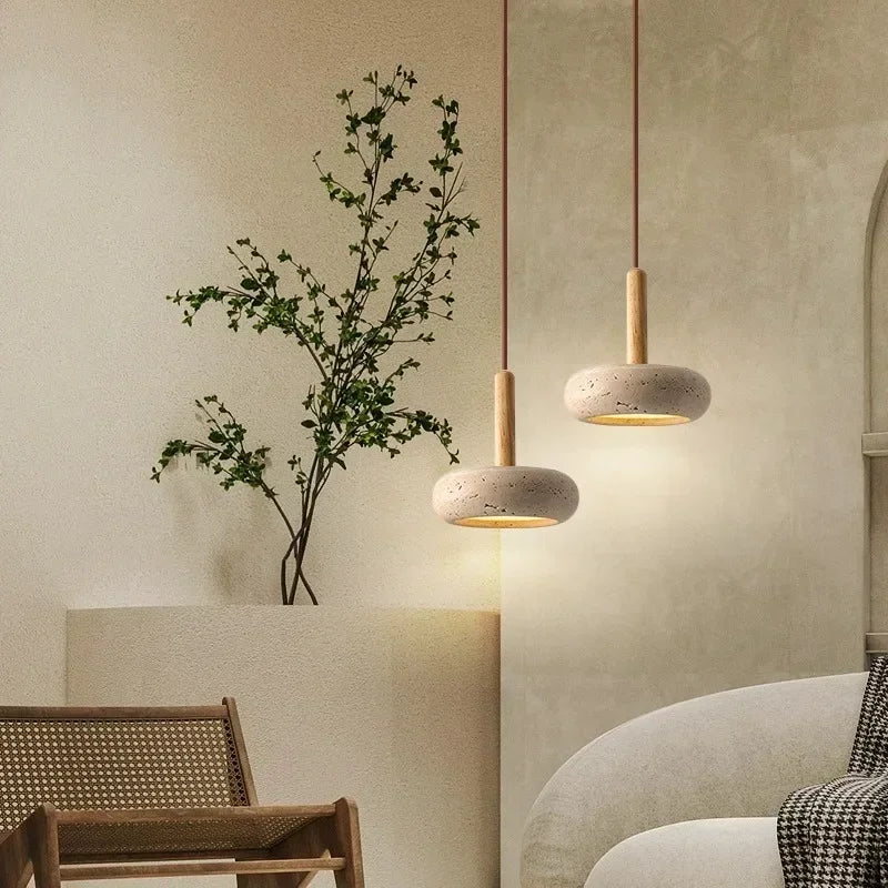 Lampada a Sospensione Wabi-Sabi in Travertino – Design Moderno e Naturale