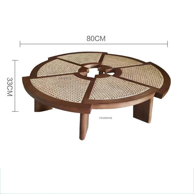 Tavolino da Salotto in Rattan e Legno Massello - Eleganza e Raffinatezza per Ogni Ambiente