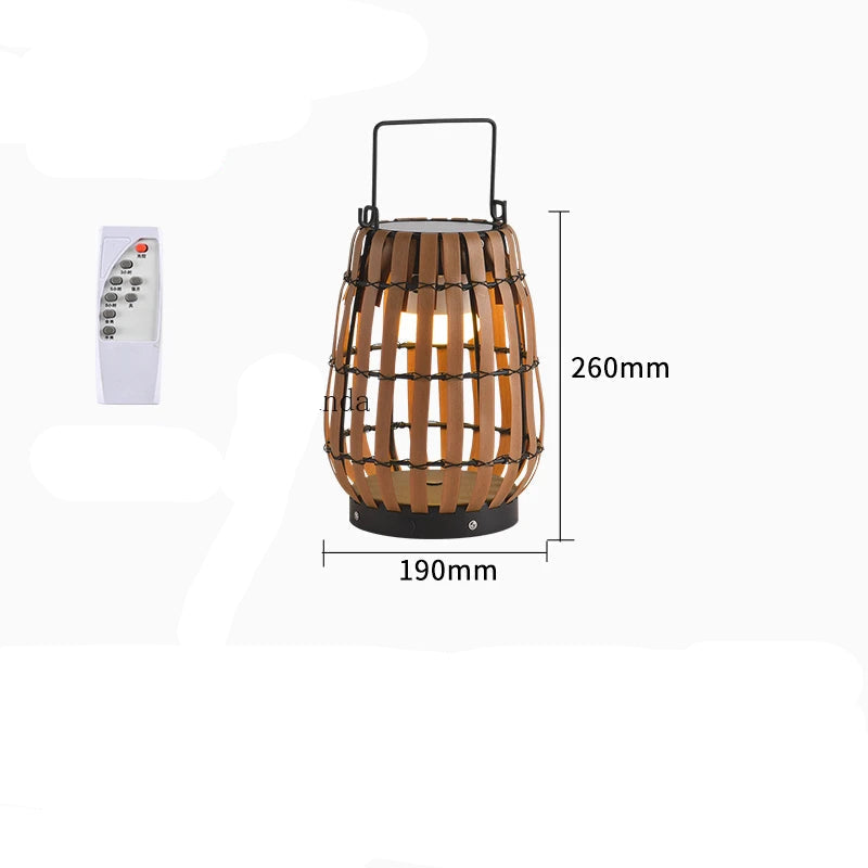 Luce Solare Portatile in Rattan per Atmosfere Eleganti