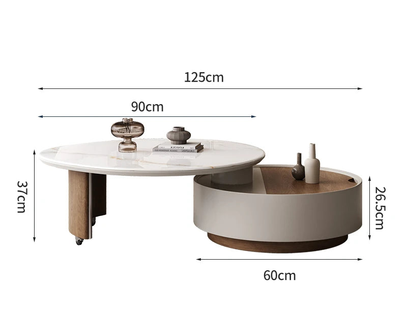 Tavolino da Caffè Rotondo Girevole - Eleganza e Funzionalità per Ogni Ambiente