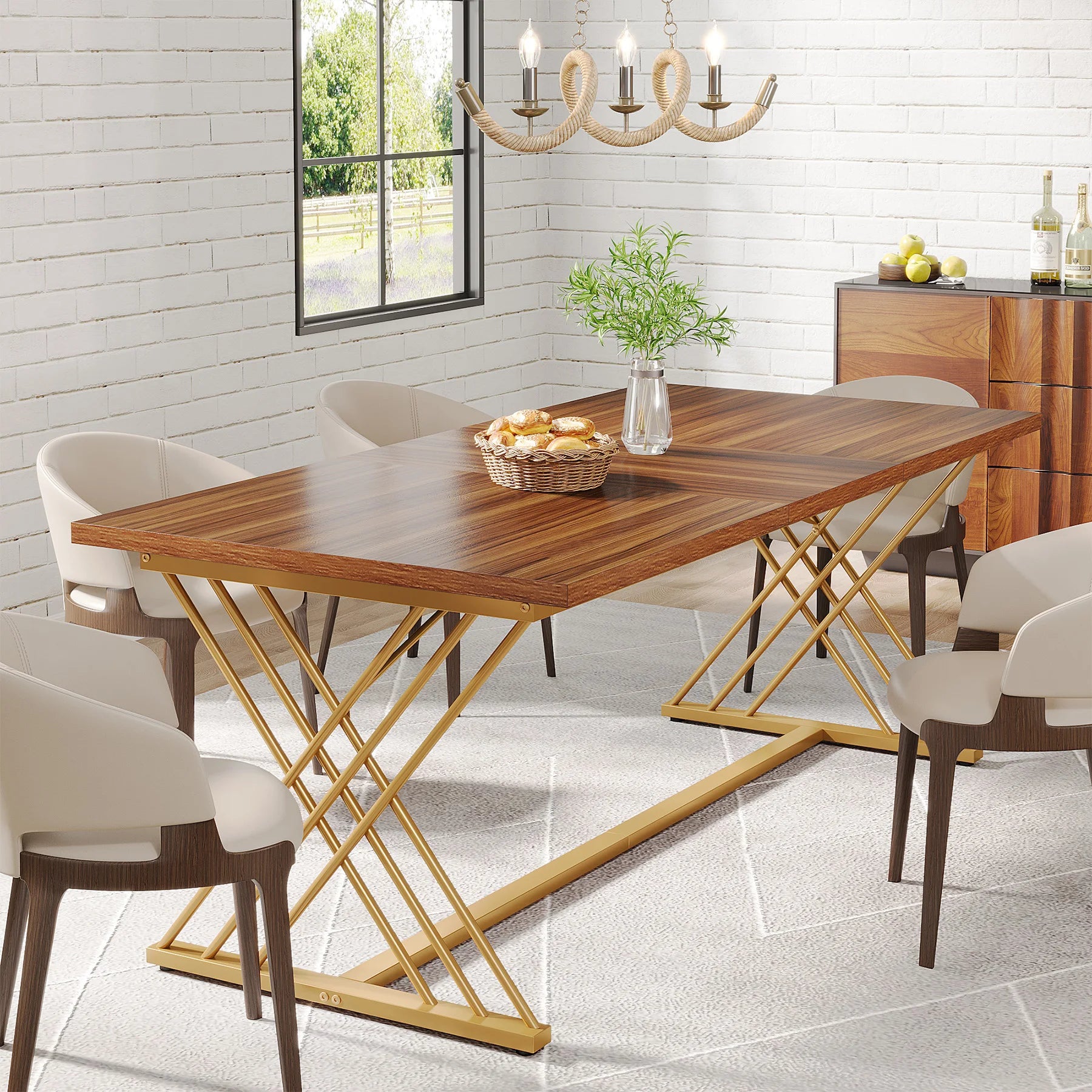 Tavolo da Pranzo Industriale da 63 Pollici – Design Robusti e Funzionale per 4-6 Persone