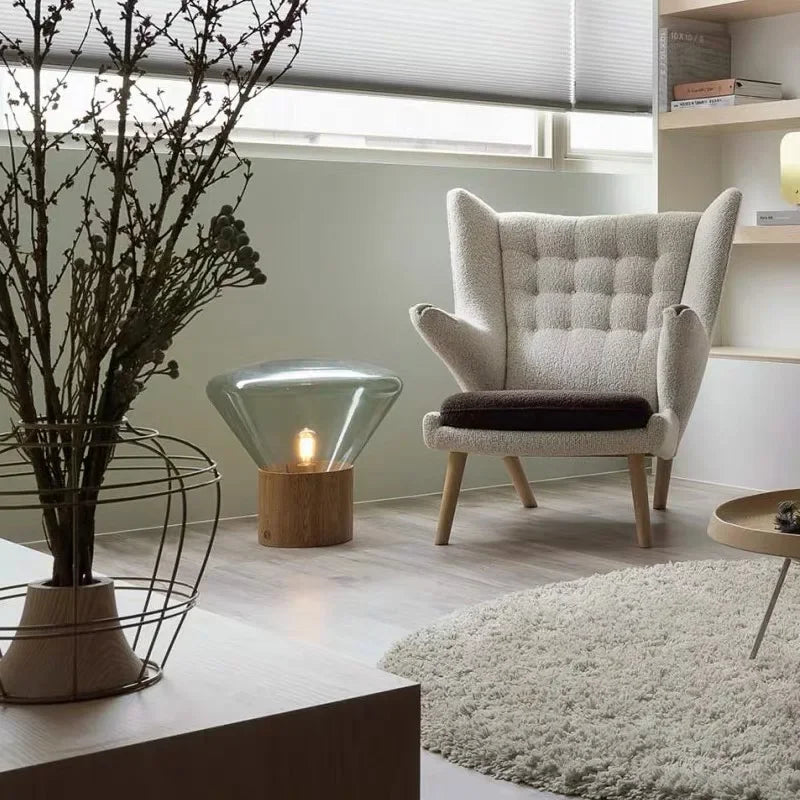 Lampada da Terra Moderna in Legno e Vetro - Eleganza e Creatività per Ogni Ambiente