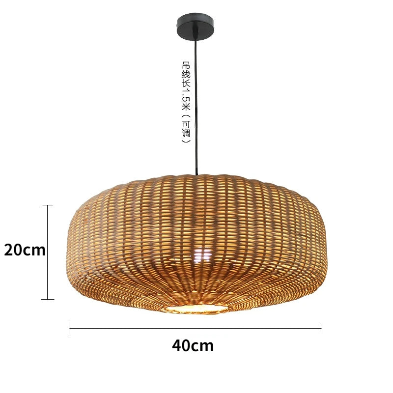 Lampada Wabi Sabi in Rattan - Design Giapponese Intrecciato a Mano