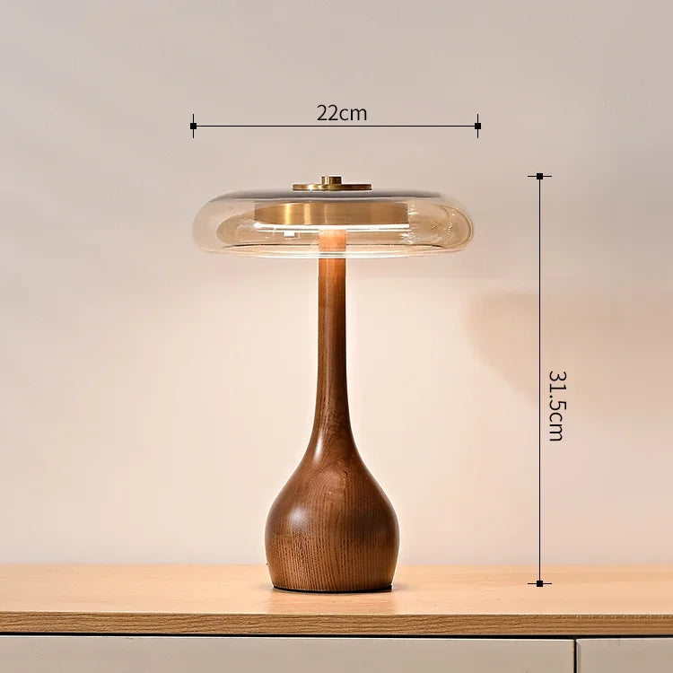 Lampada da Tavolo in Vetro e Noce - Eleganza e Raffinatezza per Ogni Ambiente