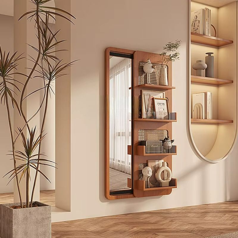 Specchio Multifunzionale in Legno - Eleganza Giapponese e Funzionalità Nascosta