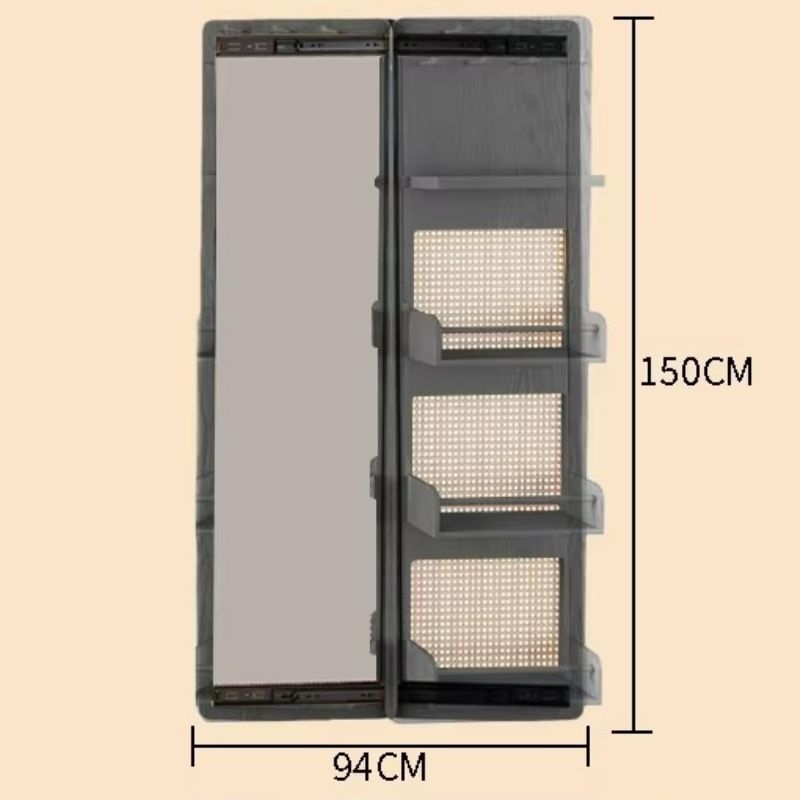 Specchio Multifunzionale in Legno - Eleganza Giapponese e Funzionalità Nascosta