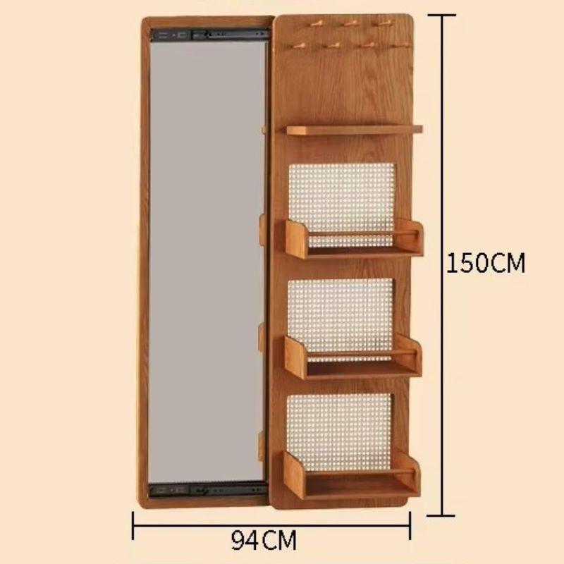 Specchio Multifunzionale in Legno - Eleganza Giapponese e Funzionalità Nascosta
