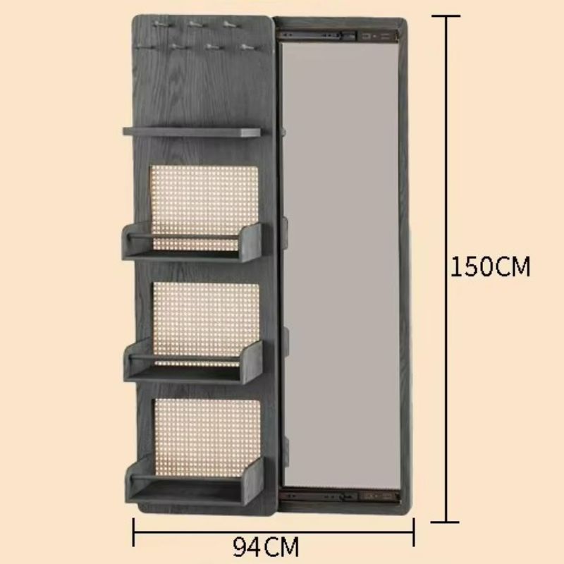 Specchio Multifunzionale in Legno - Eleganza Giapponese e Funzionalità Nascosta