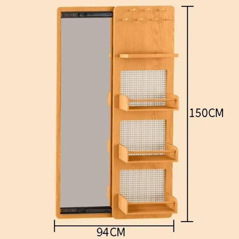 Specchio Multifunzionale in Legno - Eleganza Giapponese e Funzionalità Nascosta