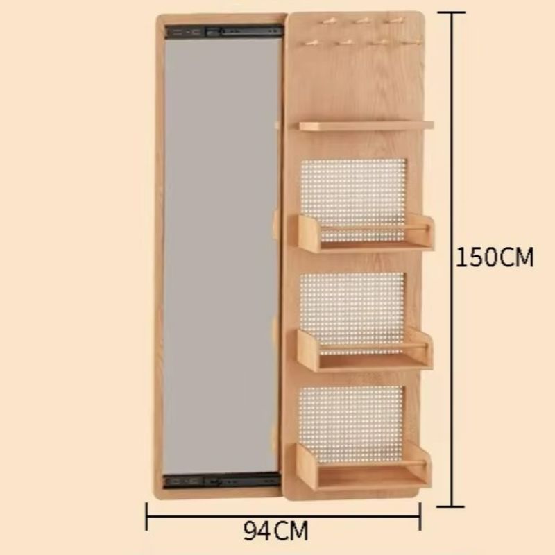 Specchio Multifunzionale in Legno - Eleganza Giapponese e Funzionalità Nascosta