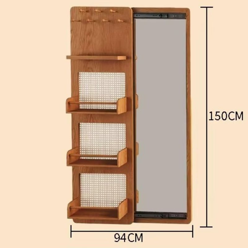 Specchio Multifunzionale in Legno - Eleganza Giapponese e Funzionalità Nascosta