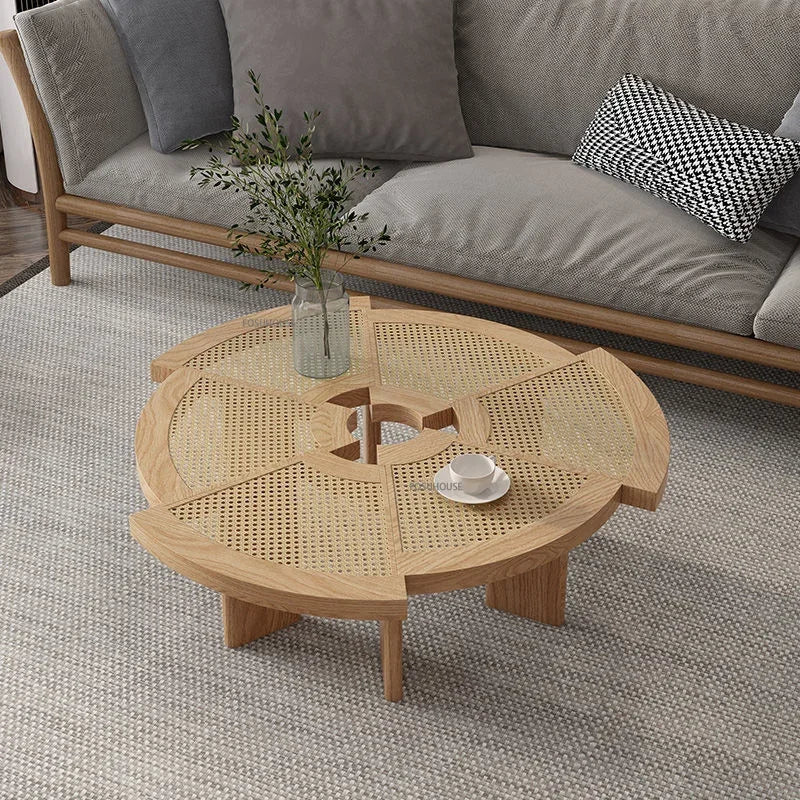 Tavolino da Salotto in Rattan e Legno Massello - Eleganza e Raffinatezza per Ogni Ambiente