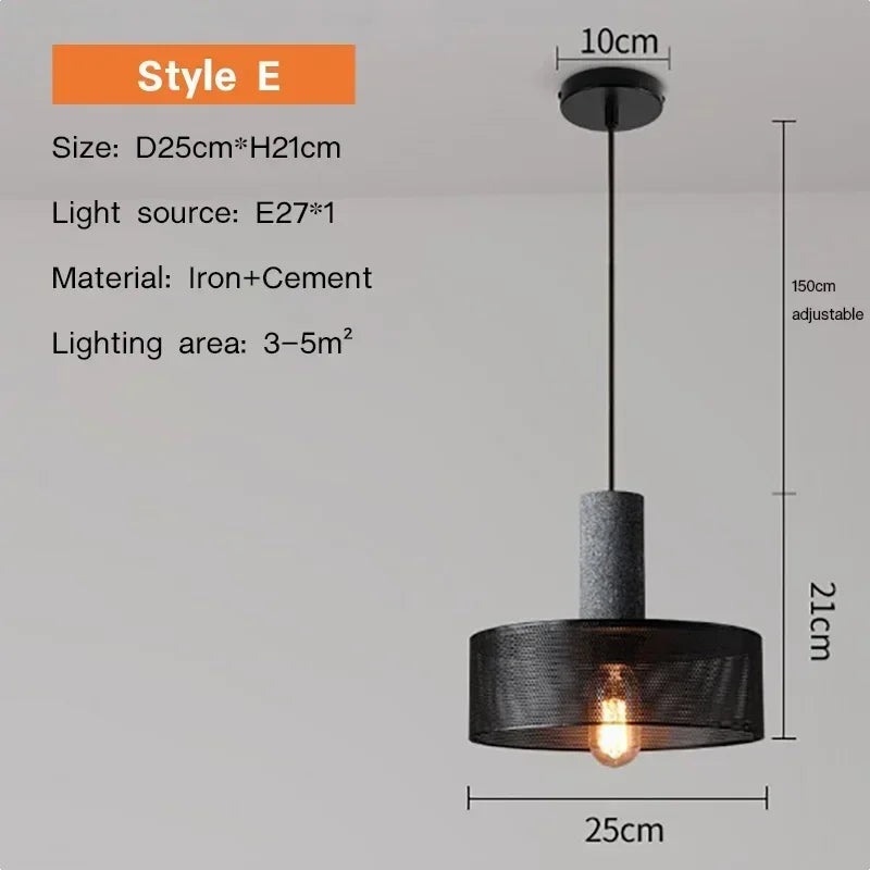 Lampada a Sospensione Retro in Cemento – Stile Industriale e Design Vintage