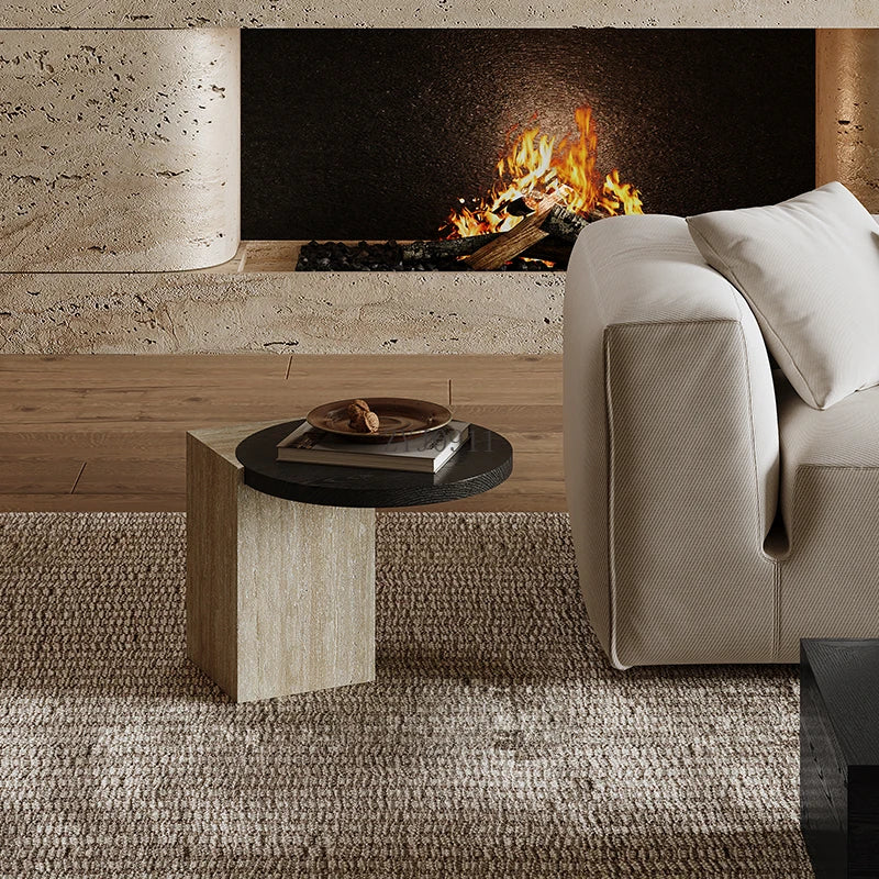 Tavolino Rotondo in Travertino Wabi-Sabbia - Eleganza e Raffinatezza per Ogni Ambiente