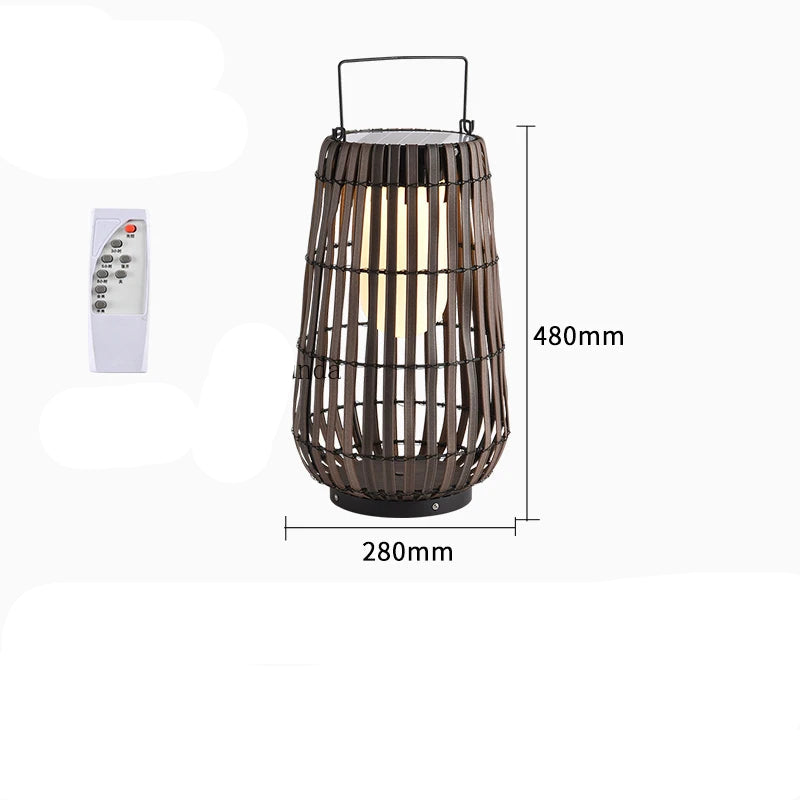 Luce Solare Portatile in Rattan per Atmosfere Eleganti