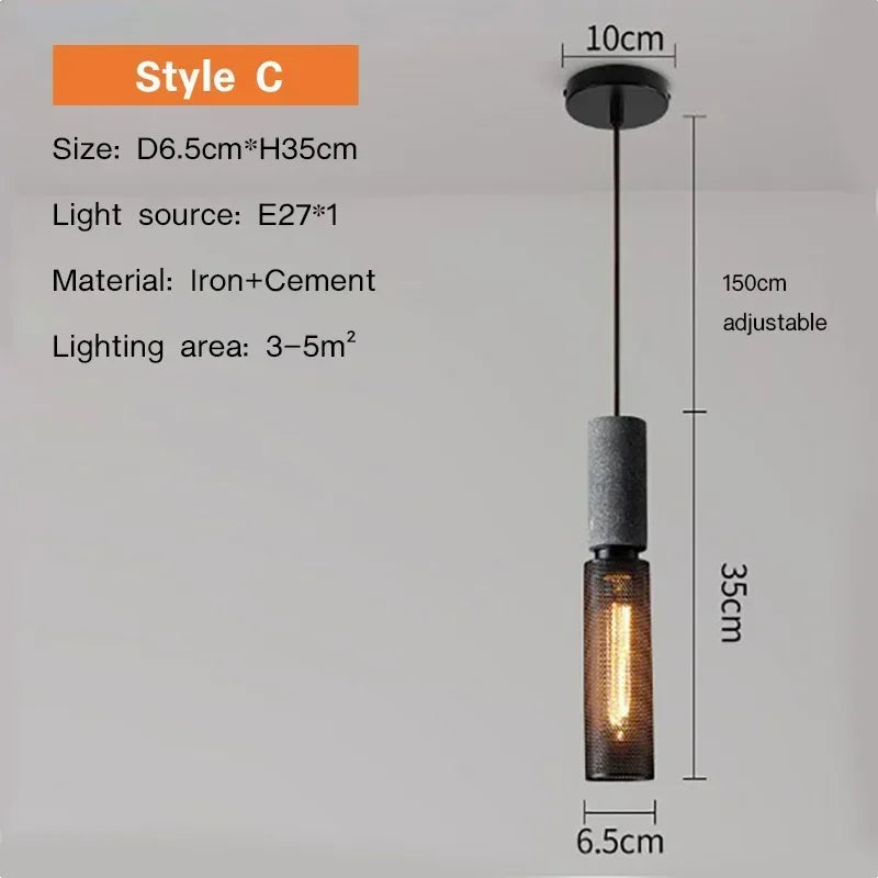 Lampada a Sospensione Retro in Cemento – Stile Industriale e Design Vintage