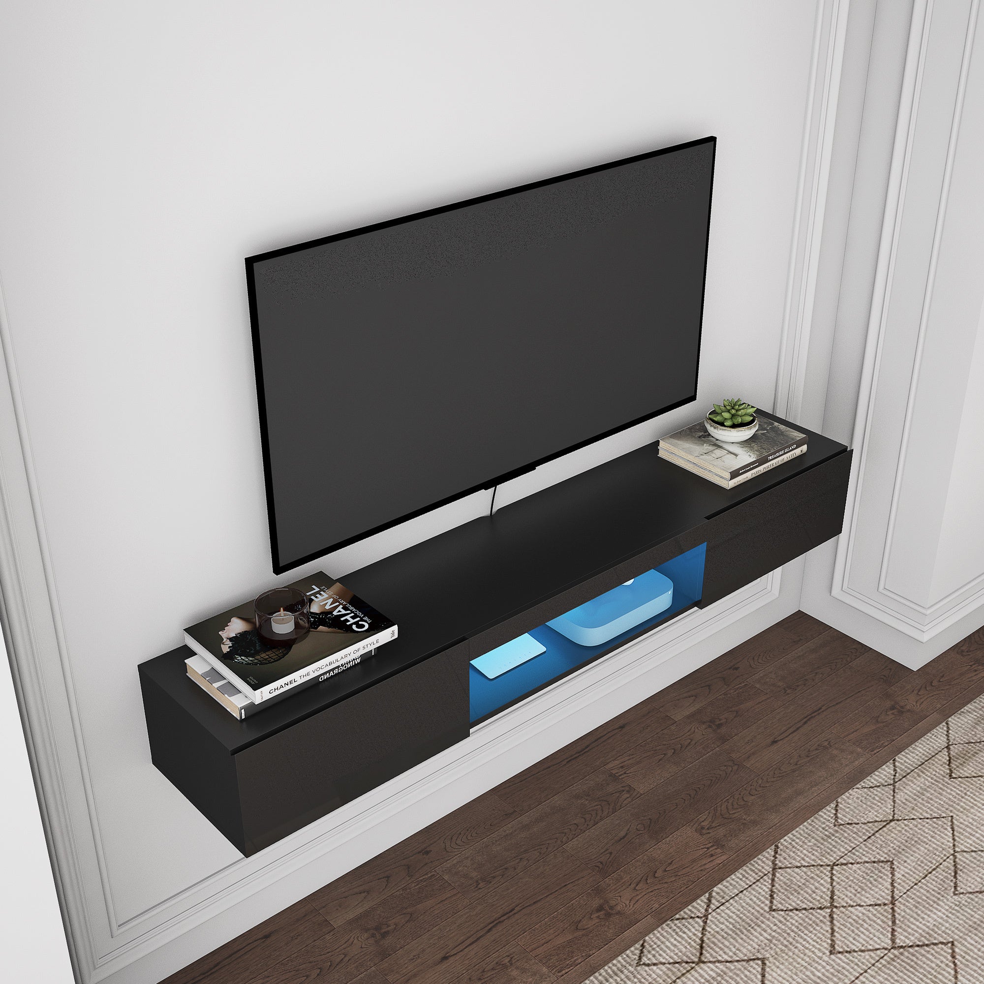Mobile TV Galleggiante con Luci LED - Design Futurista e Funzionale
