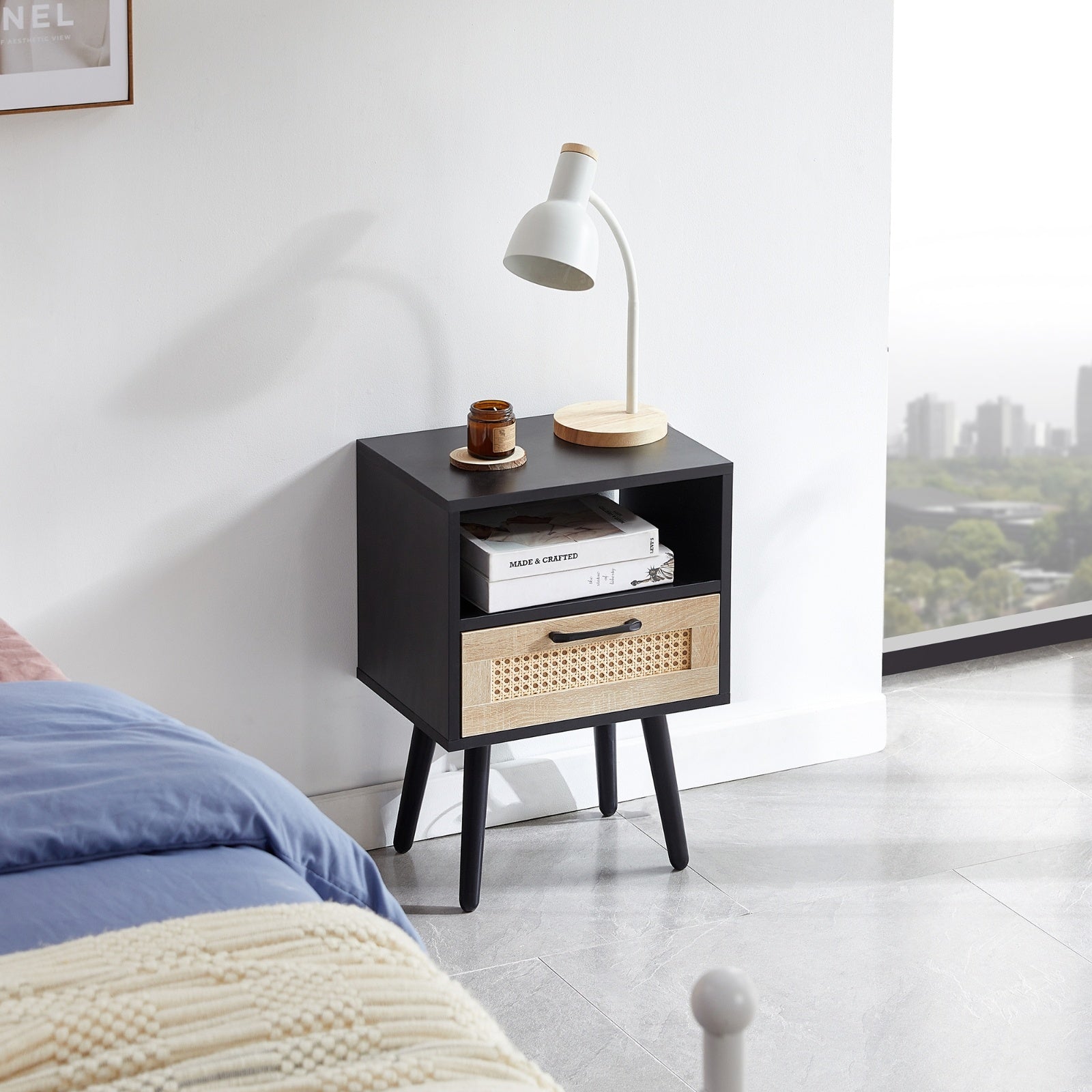 Tavolino Moderno in Rattan con Cassetto - Eleganza Naturale per la Tua Casa