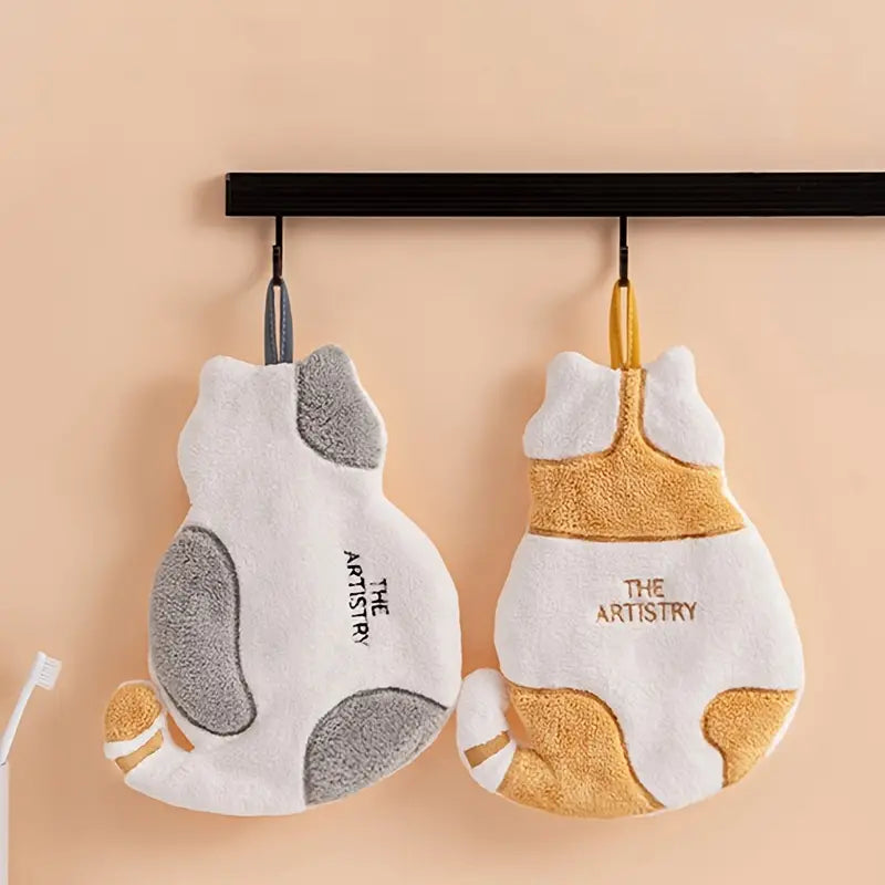 Cute Cat Coral Fleece Hand Towel for Kids (1 Piece)