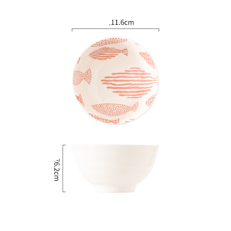 Small Underglaze Ceramic Rice and Dessert Bowl