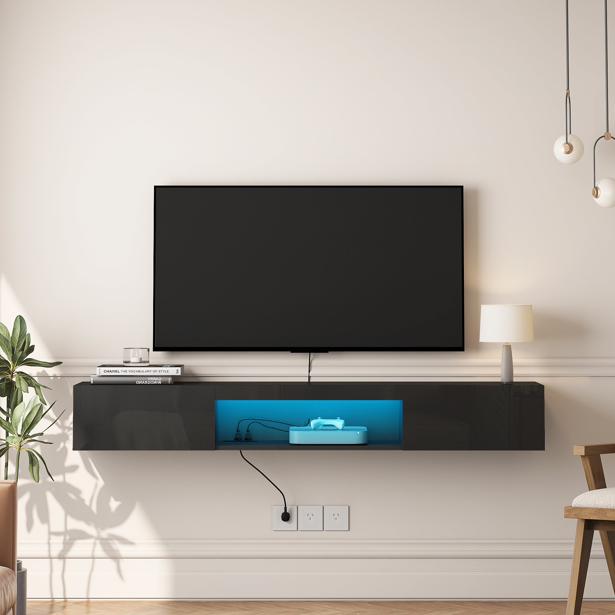 Mobile TV Galleggiante con Luci LED - Design Futurista e Funzionale