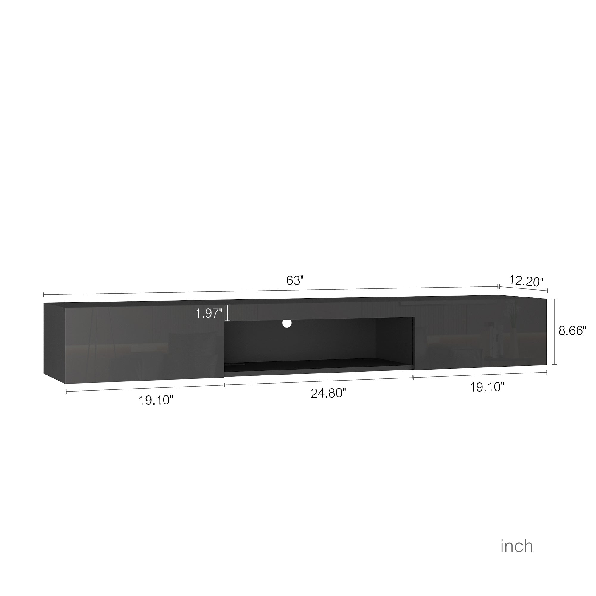 Mobile TV Galleggiante con Luci LED - Design Futurista e Funzionale