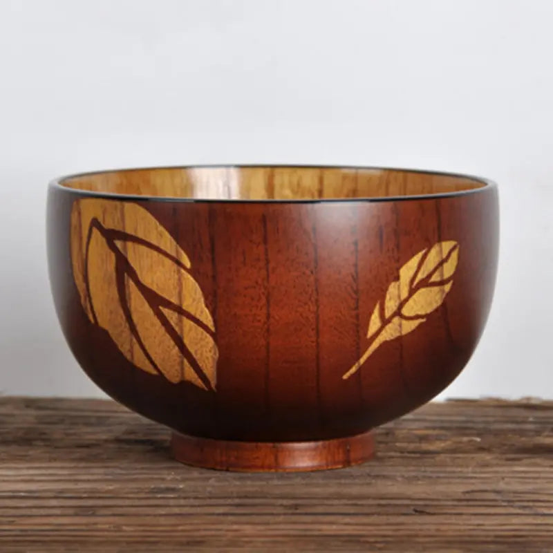 Handmade Wooden Soup Bowl with Spoon and Salt Scoop