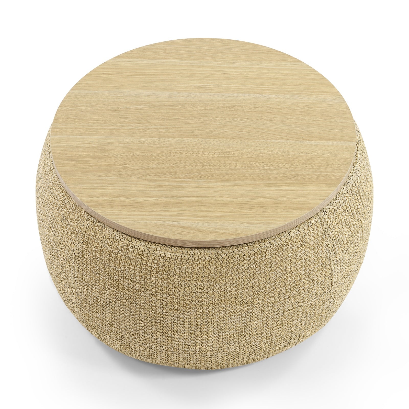 Pouf Tavolino 2-in-1 con Contenitore - Design Multifunzionale e Naturale