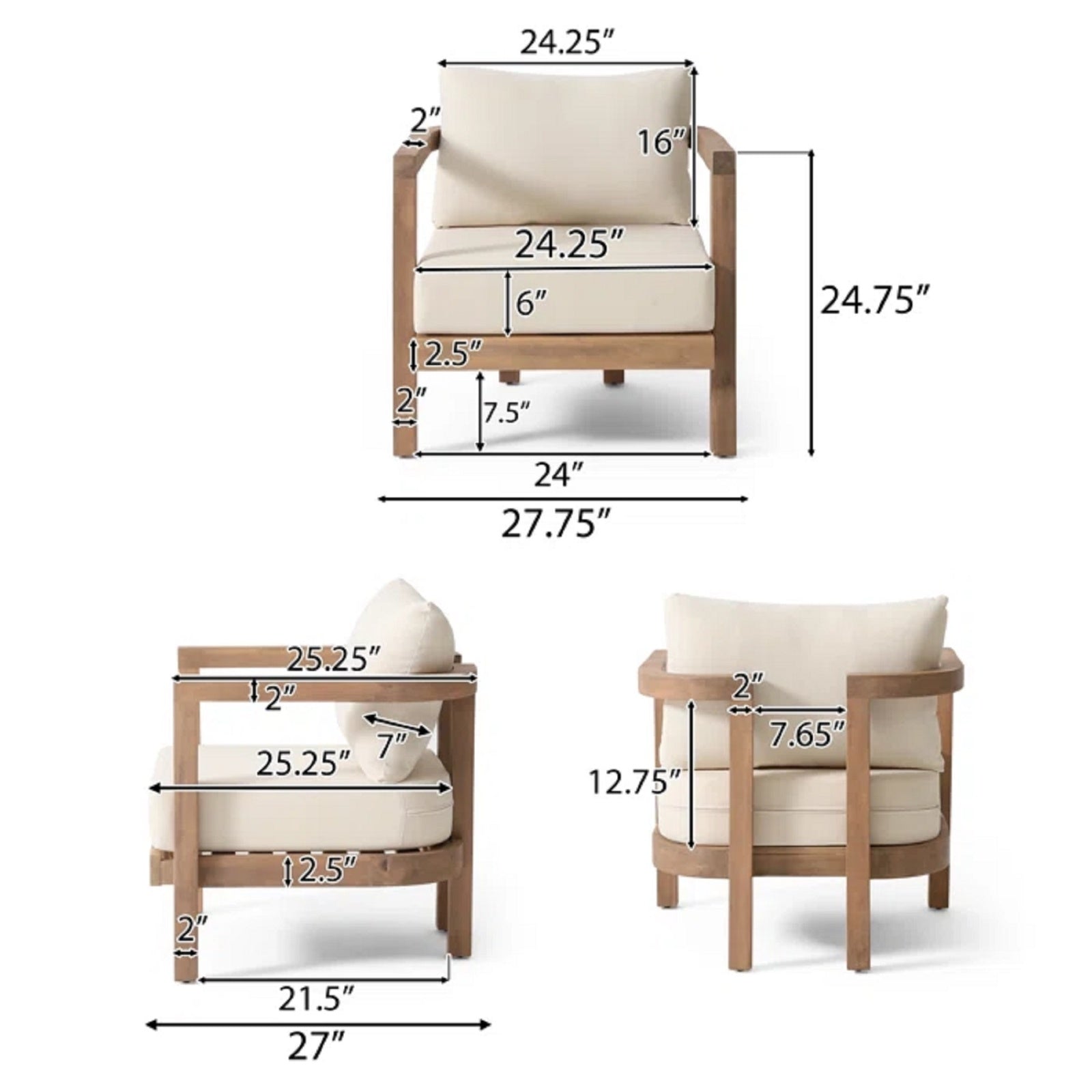Poltrona da Esterno in Legno di Acacia - Eleganza Naturale e Comfort Premium