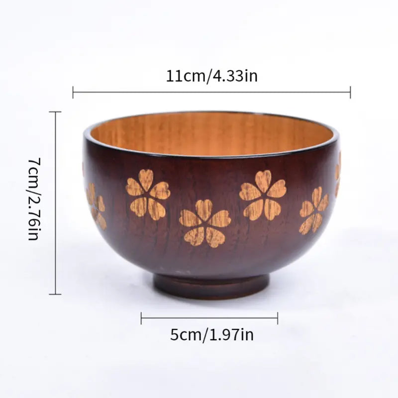 Handmade Wooden Soup Bowl with Spoon and Salt Scoop