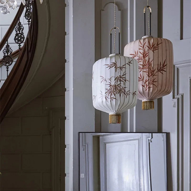 Lampada Lanterna in Tessuto Asiatico - Eleganza Retrò per Ogni Ambiente