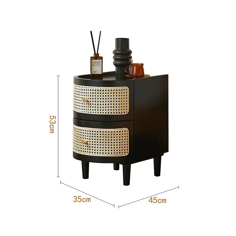 Armadietto in Stile Giapponese in Rattan e Legno Massello: Eleganza Naturale per la Tua Casa