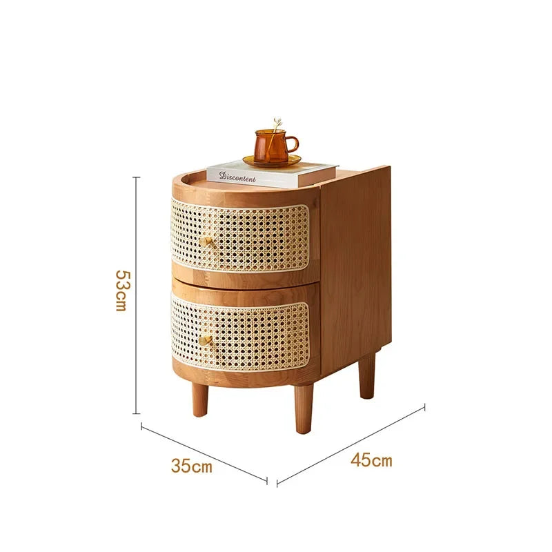 Armadietto in Stile Giapponese in Rattan e Legno Massello: Eleganza Naturale per la Tua Casa