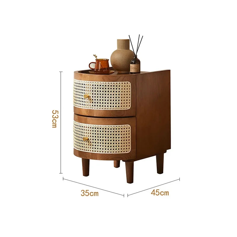 Armadietto in Stile Giapponese in Rattan e Legno Massello: Eleganza Naturale per la Tua Casa