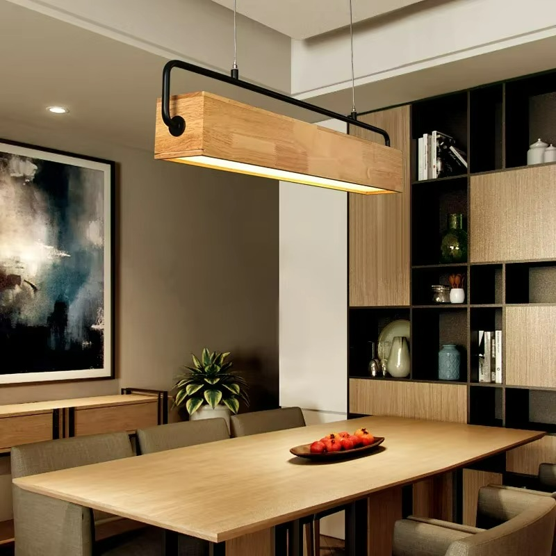 Lampada a Sospensione Nordica Moderna in Legno - Design Creativo per Sala da Pranzo e Bar