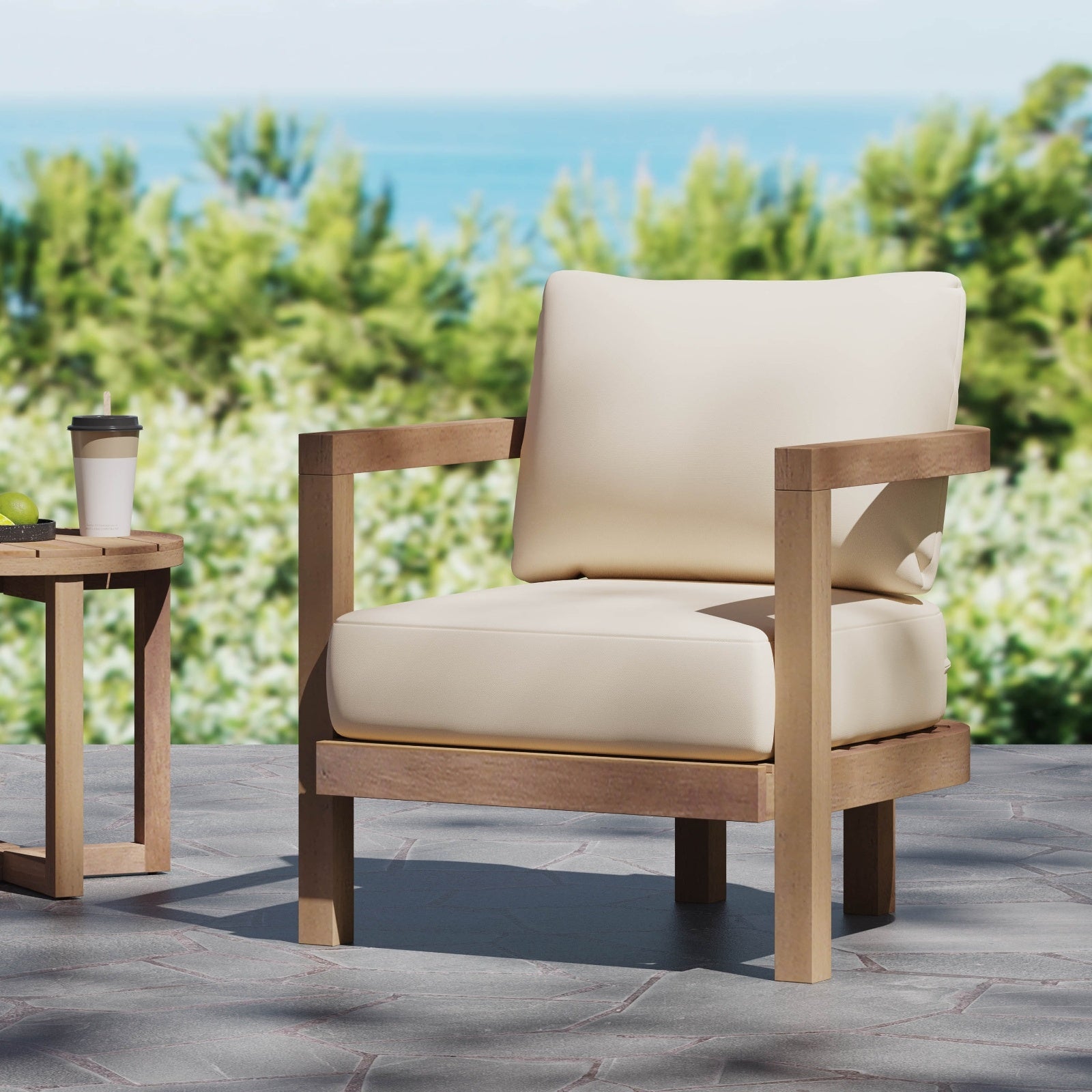 Poltrona da Esterno in Legno di Acacia - Eleganza Naturale e Comfort Premium
